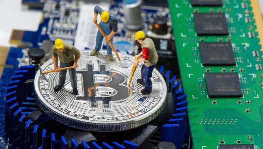 Close-up of a high-performance Bitcoin mining rig in operation